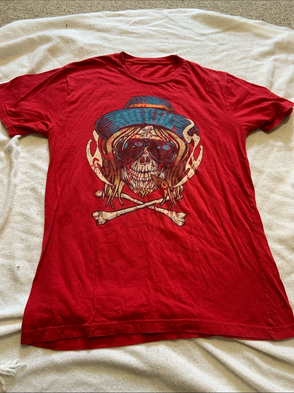 Red KID ROCK MADE IN DETROIT Men's Casual Crew Neck Shirt med